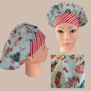 Scrub Cap with Holiday Dog Print.
